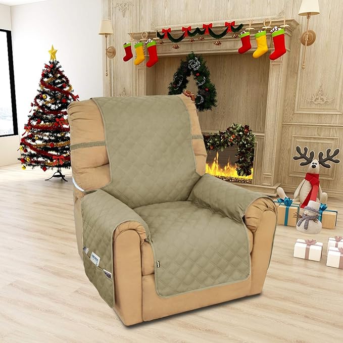 Easy-Going Sofa Slipcover Waterproof Recliner Chair Cover Non-Slip Fabric Couch Cover for Living Room Washable Furniture Protector for Pets Kids Children Dog Cat (Recliner, Sand)