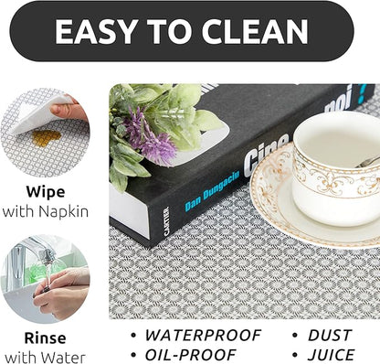 RAY STAR 12X120 Inch Shelf Liner for Kitchen Cabinets, Non-Adhesive Cabinet Liner Washable, PVC Drawer Liner for Dresser Non-Slip Bathroom (Black Circle)(5 Roll)