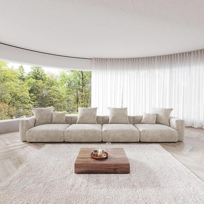 JACH 181" Oversized Modular Sectional Sofa, Deep 4-Seats Sectional Couch, Huge Plus Convertible Soft Sofas, Corduroy Minimalist Couches for Living Room, Office, Apartment, Beige