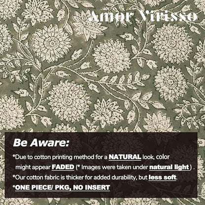 Amor Virisso Floral Pillow Covers 24x24 Throw Pillow Covers Vintage Block Print Pillow Cover Neutral Couch Pillows for Living Room Farmhouse Decorative Accent Sofa Pillows, Dusty Green