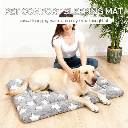 Dog Bed Mat, Reversible Crate Pad & Durable Dog Bed - Machine Washable Kennel Mat with Ultra Soft for Medium Dogs (Cool/Warm), 30" x 20", Grey&Star