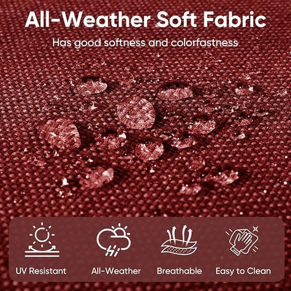 Outdoor Chair Cushions for Patio Furniture - 1 Pack Outside High Back Thick Water-Resistant Cushion 22x24 with Zipper Cover for Wicker Glider Rocking Chairs Loveseat Couch – Red/Buckle