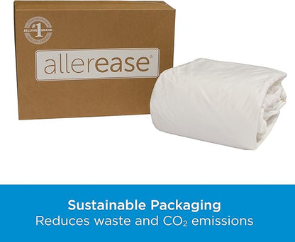 AllerEase Waterproof Mattress Protector Stain Protection Queen Size Allergen Barrier Hot Water Washable Machine Washable Durable Zippered Knit Mattress Cover Stretch Corners (White)