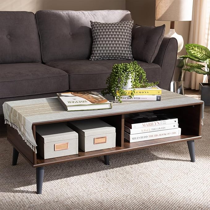 Coffee Table Cloth, Table Cover with Pockets and Tassel,Coffee for Living Room Small Rectangle Tablecloths Washer Dryer Fridge Top Dust Cover,Easy Care Machine Washable