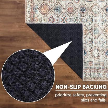 Keen Home Design 2x10 Rug - Machine Washable Runner Rug with Non-Slip Backing, Ideal for Hallway, Entryway, Kitchen, Laundry Room - Vintage, Easy Clean, Durable, Low Pile - (2'6" x 10')