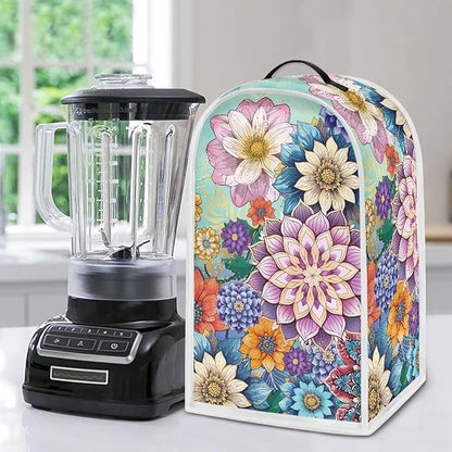 Boho Mandala Blender Cover for Kitchen Small Appliance Dust Cover Floral Food Processor Dustproof Cover with Handle Blender Protection Accessories