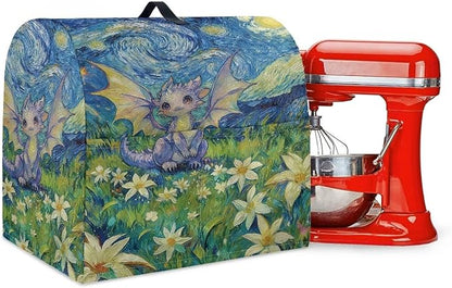 Cartoon Dragon Starry Night Stand Mixer Cover Dust Protector Cover Compatible with 5-8 Quart Kitchen Aid Mixer Kitchen Decor Appliance Covers with 2 Pockets