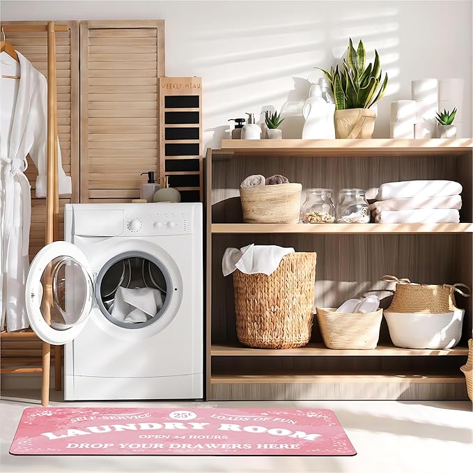 Zoke Laundry Room Rug Runner Stylish Non-Slip Laundry Room Mat 20"x59", Versatile, Waterproof Runner for Laundry, Kitchen, and Bathroom, Mudroom Decor and Farmhouse Charm