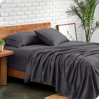 Bare Home Full Sheet Set - Luxury 1800 Ultra-Soft Microfiber Full Bed Sheets - Double Brushed - Deep Pockets - Easy Fit - 4 Piece Set - Bedding Sheets & Pillowcases (Full, Forged Iron Grey)