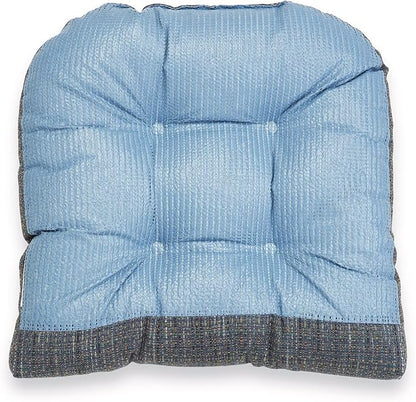 Klear Vu Gripper Overstuffed Universal Non-Slip Dining Chair Cushions for Kitchen Decor or Office Use, U-Shaped Skid-Proof Seat Pad, 17x17 Inches, 2 Count (Pack of 1), Honeycomb Denim Blue