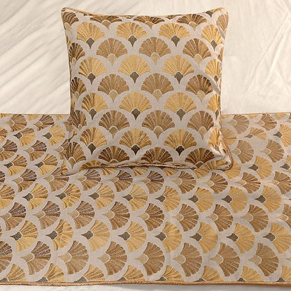 The HomeCentric King Queen Twin Beige & Yellow Gold Handmade King 90"x18" Bed Runner with Pillow Cover, Floral Embroidery Bed Scarf on Cotton Embroidery Fabric - Autumn Bloom