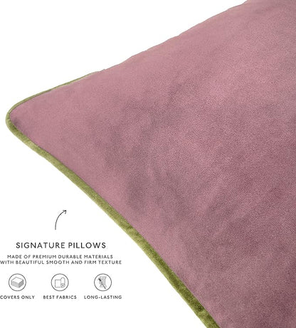 MONDAY MOOSE Decorative Throw Pillow Covers Cushion Cases, Set of 4 Soft Velvet Modern Double-Sided Designs, Mix and Match for Home Decor, Pillow Inserts Not Included (12x20 inch, Purple/Green)