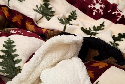 CARSTENS, INC. Ultra Premium Super Soft Plush Sherpa Fleece Oversized Throw Blanket 54" x 68", Tall Pine