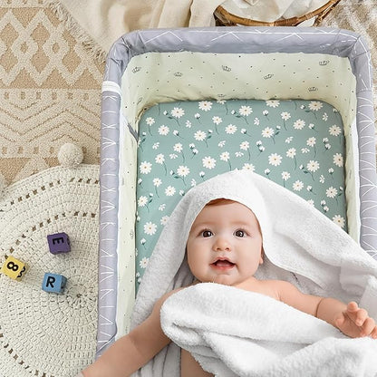 3 Pack Soft Bassinet Sheets - 33"x20" Bedside Bassinet Sheets for Baby Delight, Angelbliss, Maxi-COSI & Most Regular Size Bedside Sleeper | Breathable & Skin Friendly Bassinet Fitted Sheets for Girls
