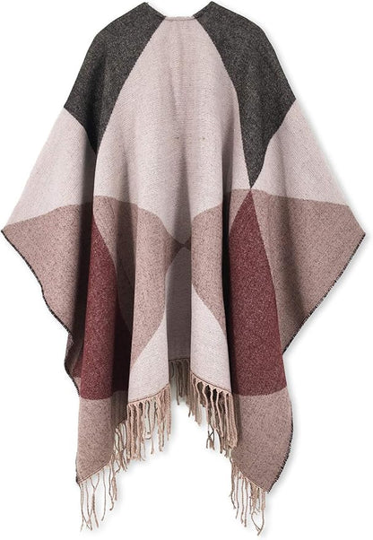 Moss Rose Women's Travel Plaid Shawl Wrap Open Front Poncho Cape for Fall Winter