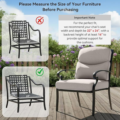 Patio Chair Cushions 6 Packs - Outside High Back Thick Water-Resistant Cushion 22x24 with Zipper Cover for Outdoor Glider Rocking Chairs Loveseat Couch Sofa – Beige/Crescent