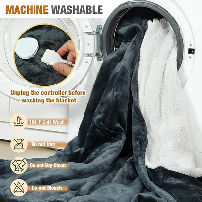 Wearable Heated Blankets, Electric Snuggle Blanket with Foot Pockets, Sleeves, Hood, Waist Belt, 50"x70" Electric Heating Throw Blanket Wearable Heated Robe