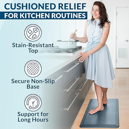 ComfiLife Anti Fatigue Floor Mat – 3/4 Inch Thick Perfect Kitchen Mat, Standing Desk Mat – Comfort at Home, Office, Garage – Durable – Stain Resistant – Non-Slip Bottom (20" x 39", Denim)