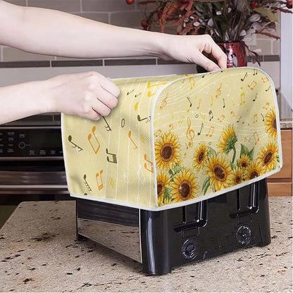 Sunflower Music A Print Bread Maker Cover, Anti Dust Fingerprints Toaster Covers for Kitchen, Toaster Cover 4 Slice Wide Slots
