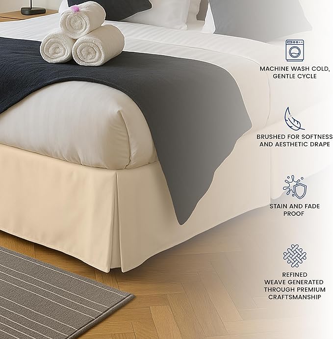 Utopia Bedding Twin Bed Skirt - Soft Quadruple Pleated Ruffle - Easy Fit with 15 Inch Tailored Drop - Hotel Quality, Shrinkage and Fade Resistant (Twin, Beige)