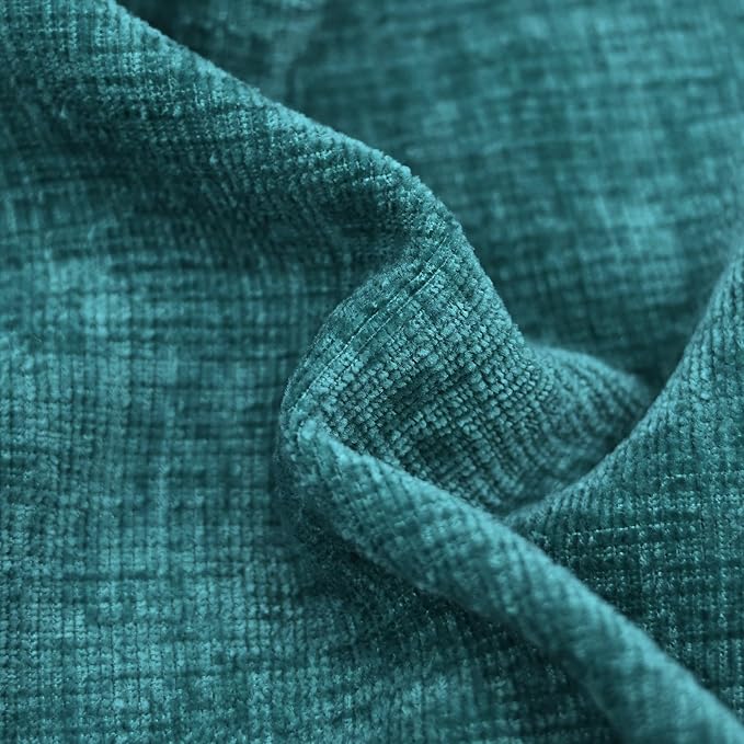 CaliTime Throw Pillow Covers Decorative 20 X 12 Inches Pack of 2 Cozy Solid Dyed Soft Chenille Cushion Cases with Pom Poms for Couch Sofa Bed Living Room Home Teal