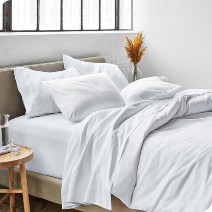 Bare Home Full Sheet Set - Luxury 1800 Ultra-Soft Microfiber Full Bed Sheets - Double Brushed - Deep Pockets - Easy Fit - 4 Piece Set - Bedding Sheets & Pillowcases (Full, White)