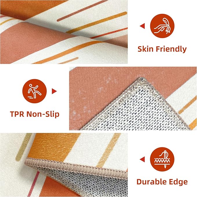 Outdoor Indoor Area Rug Boho Sun Washable Outdoor 8x10 Patio Rugs Medieval Aesthetic Vintage Abstract Art Non-Slip Carpet for Living Room, Patio, Porch, Pool Deck (8x10)