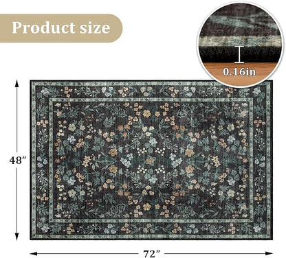 chakme Office Chair Mat for Hardwood Floor, 72"x48" Easy Glide Computer Desk Mat Protector for Rolling Chair Under Desk Rug Nonslip Backing, Machine Wash, (Floral)