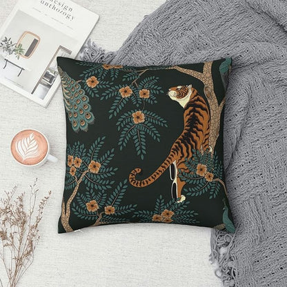 NBFKDO Pillow Cover,Tiger and Peacock (1) Throw Pillow Case Modern Cushion Cover Square Pillowcase Decoration for Sofa Bed Chair Car