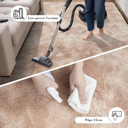 Fluffy Rug Shaggy Area Rug, Mottling Beige 3x5 Area Rugs for Bedroom, Small Bedside Rug, Soft Fluffy Shaggy Entryway Throw Rugs for Living Room Bedroom Kids Room Home Decor