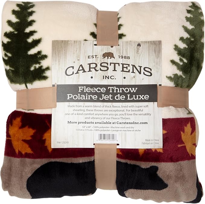 CARSTENS, INC. Ultra Premium Super Soft Plush Sherpa Fleece Oversized Throw Blanket 54" x 68", Tall Pine