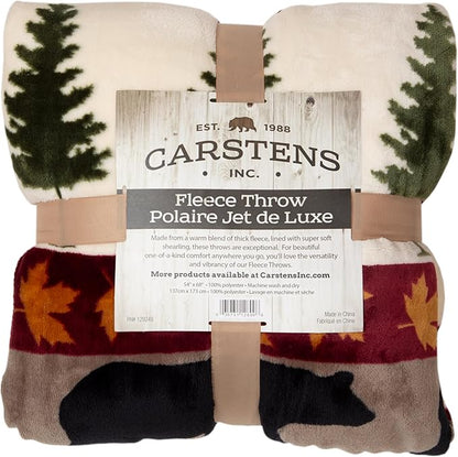 CARSTENS, INC. Ultra Premium Super Soft Plush Sherpa Fleece Oversized Throw Blanket 54" x 68", Tall Pine