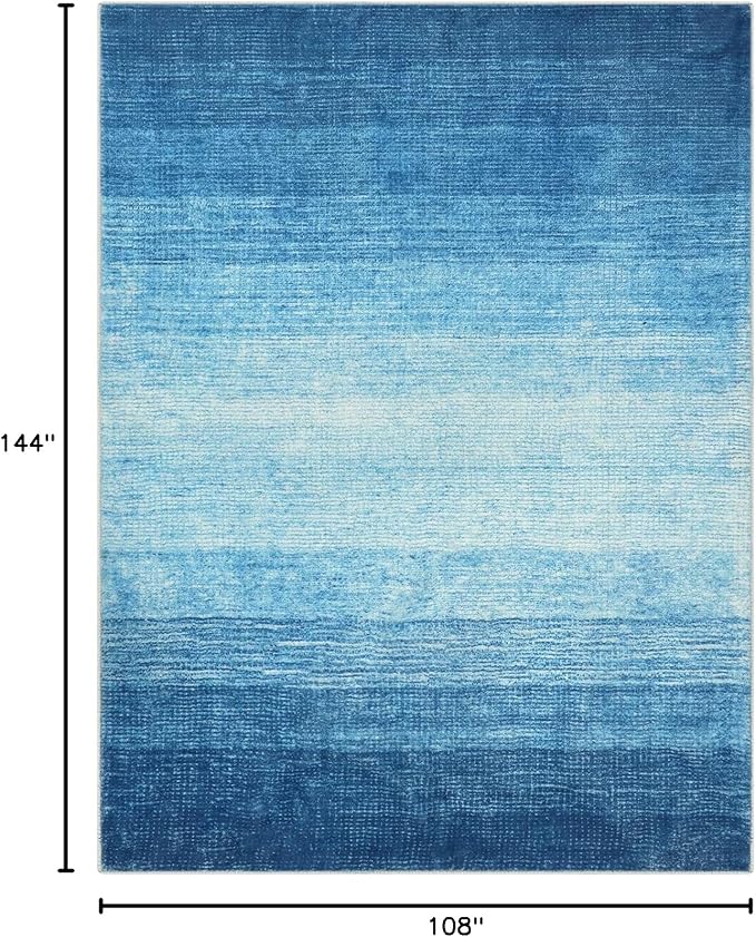 Wonnitar Modern Ombre Washable Area Rug, Blue 9x12 Large Living Room Rug, Non-Slip Soft Dining Room Rug for Under Table, Ultra-Thin Gradient Accent Carpet for Bedroom Mud Room (Blue, 9'x12')