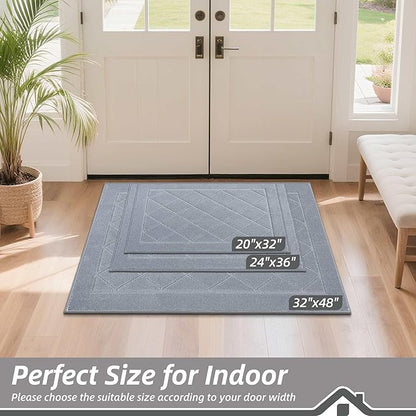 BEQHAUSE Dirt Trapper Door Mat 24" x 36", Doormat Non-Slip Entryway Rugs Washable, Dog Door Mat Stain Resistant and Absorbent Welcome Floor Mat for Front Back Door, Muddy Wet Shoes & Paws, Grey