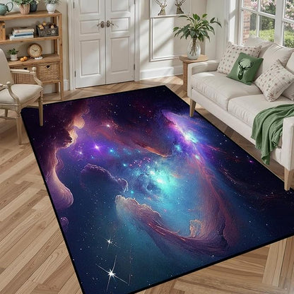 5' X 7' Galaxy Area Rug Bedroom Living Room for Girls Kids Boys Carpet Nebula Vortex Throw Rugs Purple Blue Cloud Floor Mat