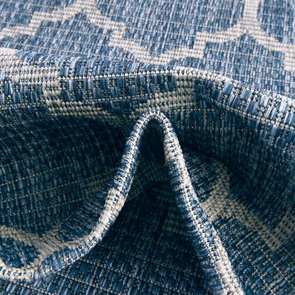 Unique Loom Outdoor Trellis Collection Area Rug - Trellis (Round 4' 0" x 4' 0", Navy Blue/ Ivory)