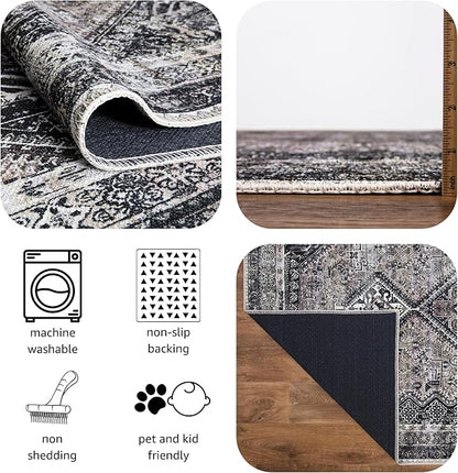 Keen Home Design 2x3 Rug - Machine Washable Entry Rug with Non-Slip Backing, Ideal for Enteryway, Kitchen, Bathroom, Laundry Room - Vintage, Easy Clean, Durable, Low Pile Rug - (2' x 3')