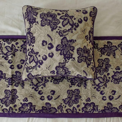 The HomeCentric King/Queen/Twin Purple Decorative Full 68"x18" Bed Runner with Pillow Cover, Floral, Velvet Bed Scarf on Velvet Fabric - Plum Petal