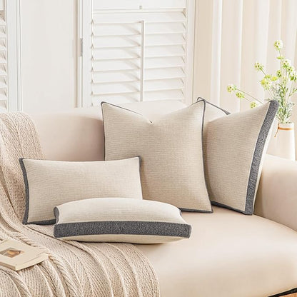 a moment Loop Yarn Linen-Like Pillow Cover Natural Soft Decorative Throw Pillow Case Farmhouse 18x18 Inch, Bohemian Textured Cushion Cover for Sofa Bed, Wrinkle-Resistant Home Decor Grey