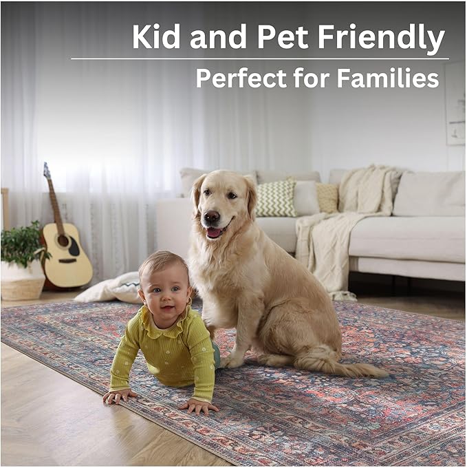 Bloom Rugs Washable Non-Slip 10x14 Rug - Multicolor Traditional Medallion Area Rug for Living Room, Bedroom, Dining Room, and Kitchen - Exact Size: 10' x 14'