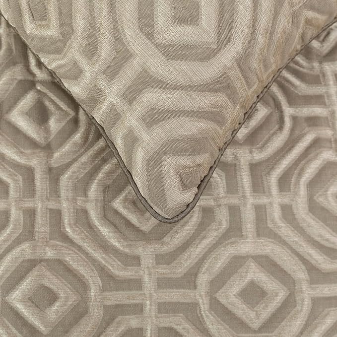 The HomeCentric King/Queen/Twin Beige Designer King 90"x18" Bed Runner Without Pillow Cover, Textured Bed Scarf on Silk Fabric - Hexagonal Norma