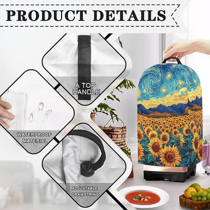 Sunflower Pattern Blender Covers for Kitchen Food Processor Cover with Durable Handle, Dust Covers for Kitchen Appliances Stand Mixer or Coffee Maker Appliance Cover