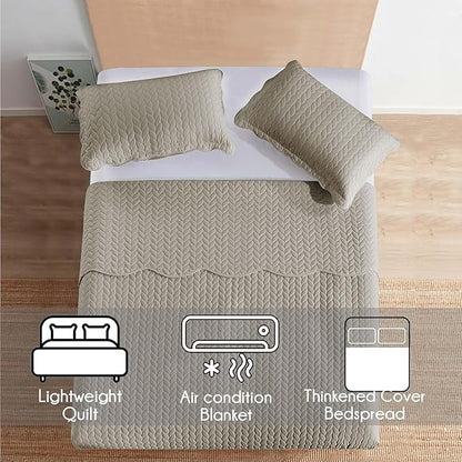 IR Imperial Rooms 8 Pack Quilt King Size Bedding (106" x 96") - Bulk Wholesale for Hotels, Guest Bedroom & Airbnbs - Lightweight Microfiber Reversible Embossed Quilts Bedspread (Beige)