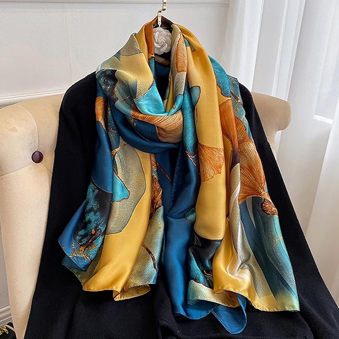Fashion Scarves Scarf 100% Silk Feeling Scarf Silk Like Scarves Long Lightweight Sunscreen Shawls for Women