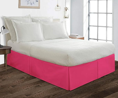 Bed Skirt - 100% Cotton 800 Thread Count Box Pleated Bed Skirt - Luxury Pleated Dust Ruffle, Hotel Quality Modern Bed Skirt, Easy Fit with 12 Inch Tailored Drop, Full, Hot Pink