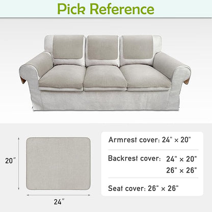 Couch Arm Covers, Sofa Arm Covers, Waterproof Armrest Covers for Sofa, Armchair, Loveseat, Non-Slip Recliner Arm Covers, Sofa Headrest Covers, Arm Chair Covers Set of 2 (Light Gray, 24"×20")