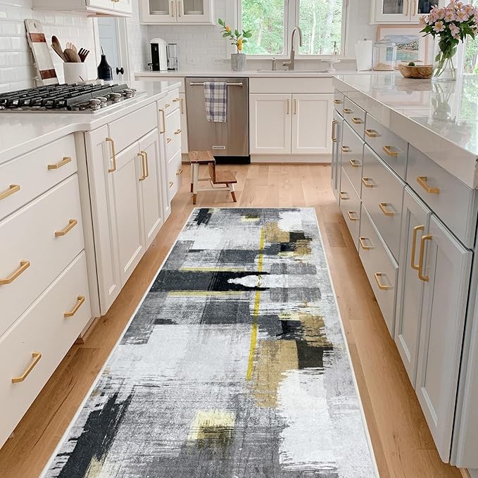 Runner Rug Washable 3x16 FT, Non Slip Rubber Backing Abstract Carpet, Soft Area Rugs for Bedroom Kitchen Hallway Entryway Bathroom, Customized