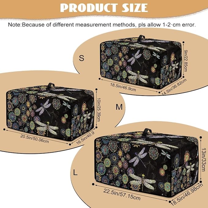 Boho Mandala Dragonfly Print Toaster Oven Cover Dust-Proof Microwave Oven Cloth Cover with Storage Pockets Waterproof Kitchen Machine Covers Case Protections Protector, S
