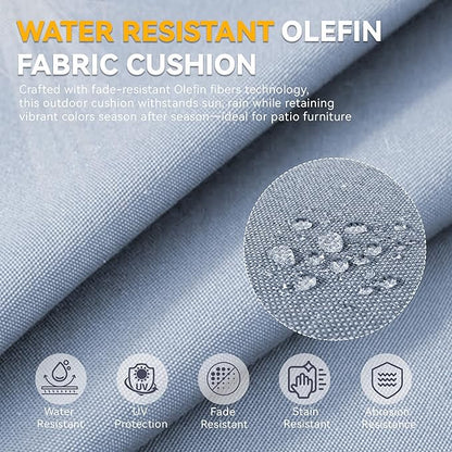 Outdoor Chair Cushions - 22" x 25" x 4" Patio Furniture Cushions with Water Resistant & Removable Cover, 28D High Density Sponge Patio Cushion for Outdoor Furniture Couch Rocker Chair, Baby Blue
