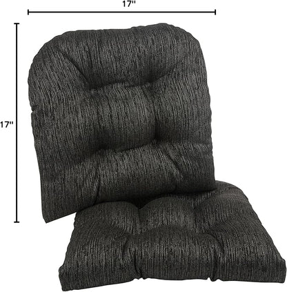 Klear Vu Gripper Overstuffed Universal Non-Slip Dining Chair Cushions for Kitchen Decor or Office Use, U-Shaped Skid-Proof Seat Pad, 17x17 Inches, 2 Count (Pack of 1), Chenille Black